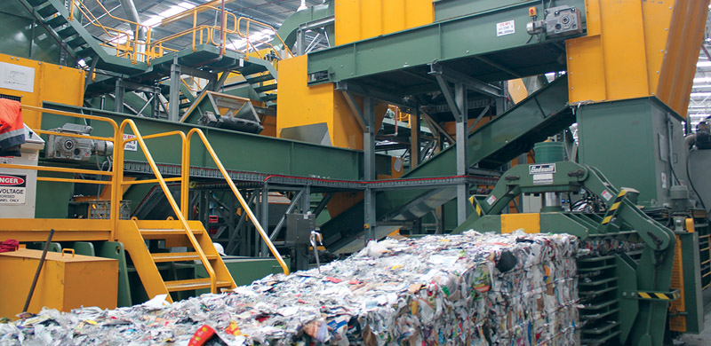 Interior of a recycling facility